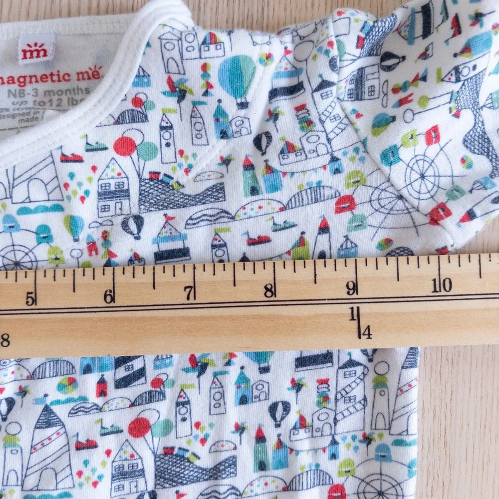 Magnetic Me Sleep Gown Hat Set White Amusement Park Organic Cotton Baby 0-3M